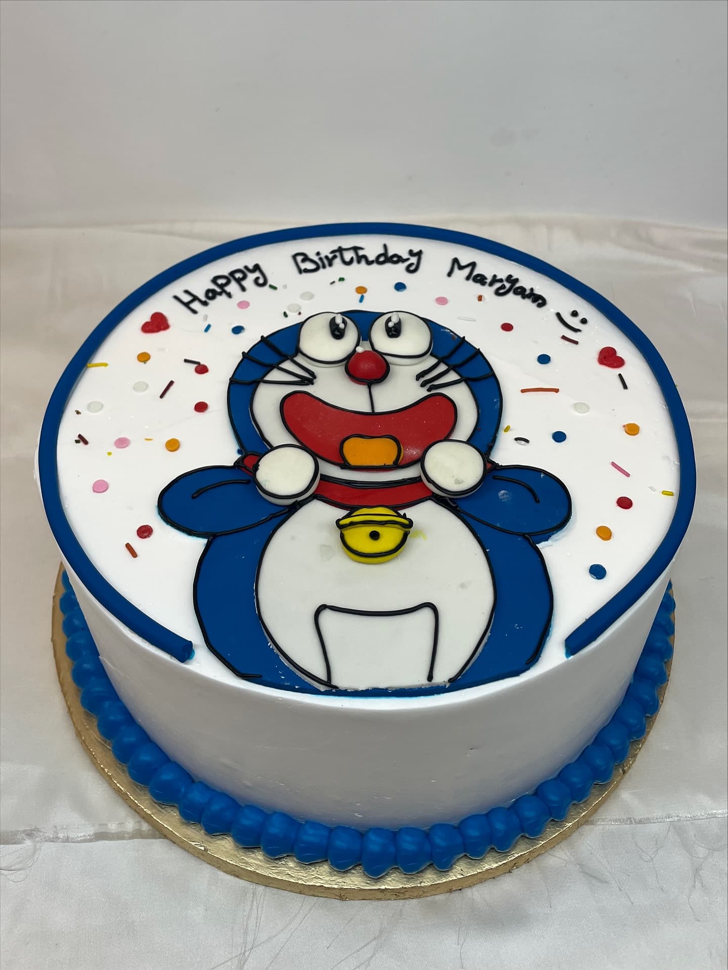 Doraemon character cake made for a child's birthday