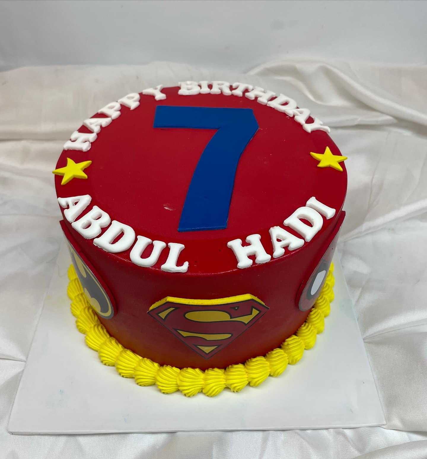 Superman themed birthday cake